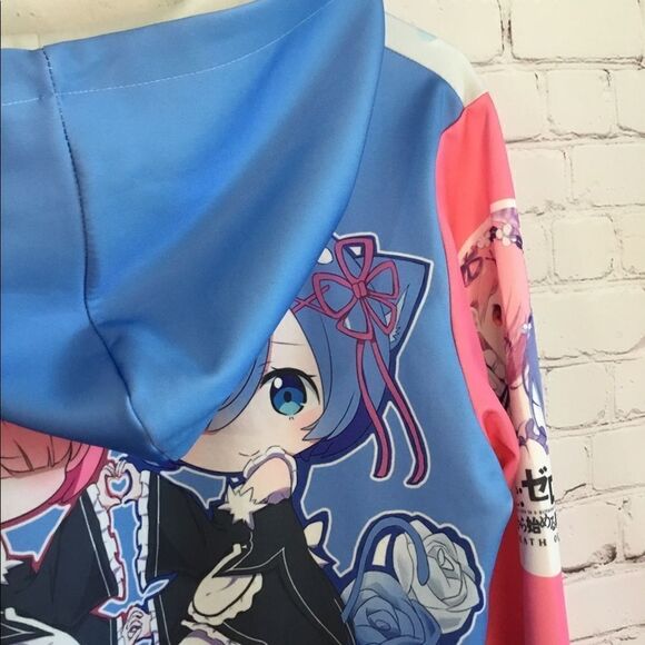 Death Or Kiss Rem&Ram Japan Anime Full Zip Hoodie Women Sweatshirt Size L. - Picture 4 of 14